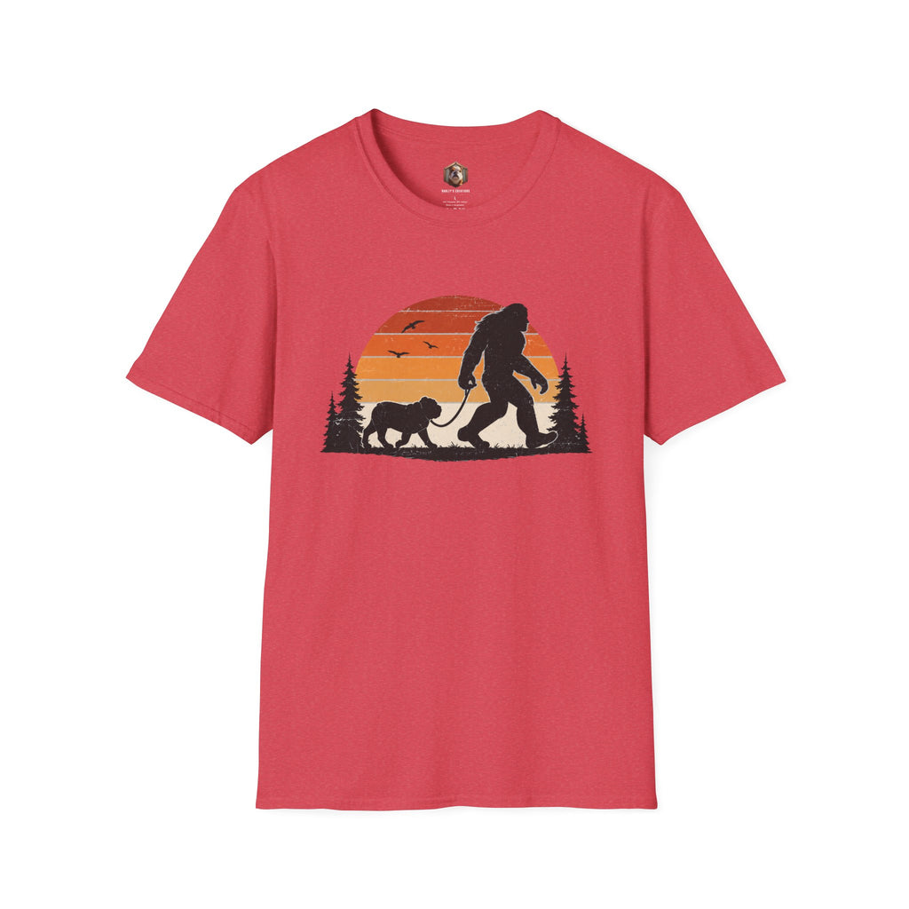 Bigfoot Walking Dog T-Shirt