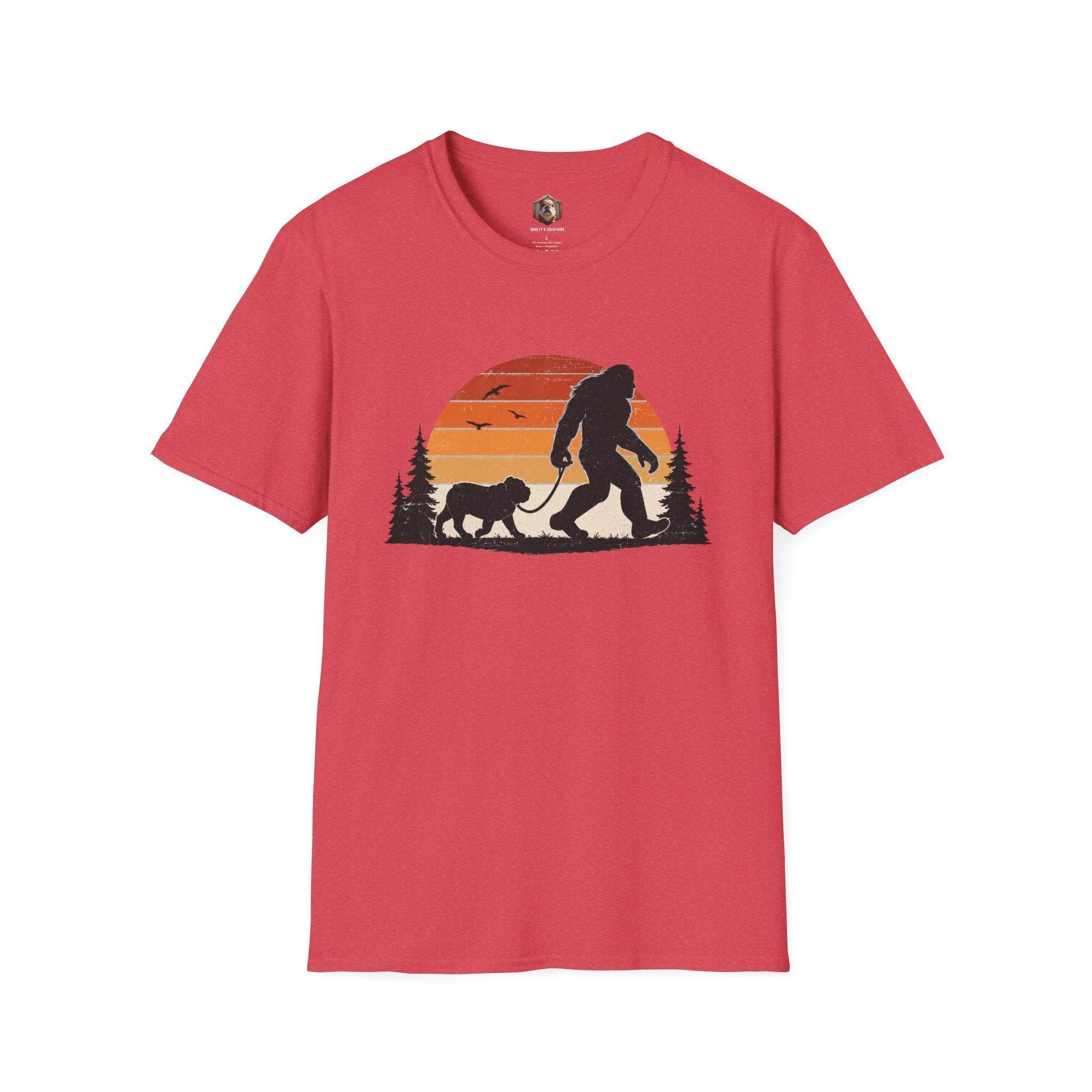 Bigfoot Walking Dog T-Shirt