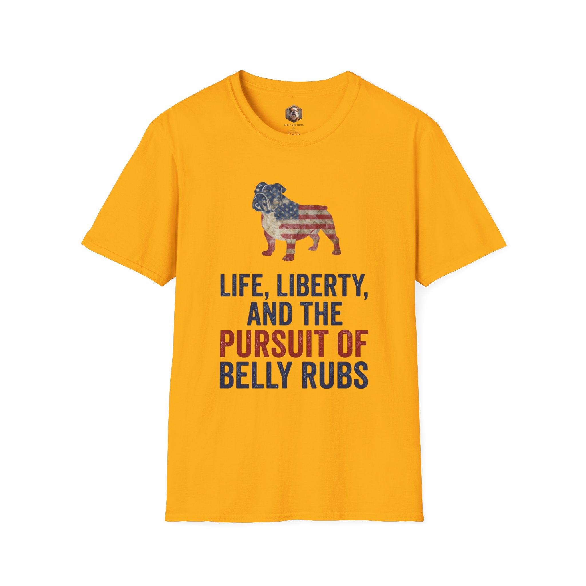 Bulldog American Flag T‑Shirt