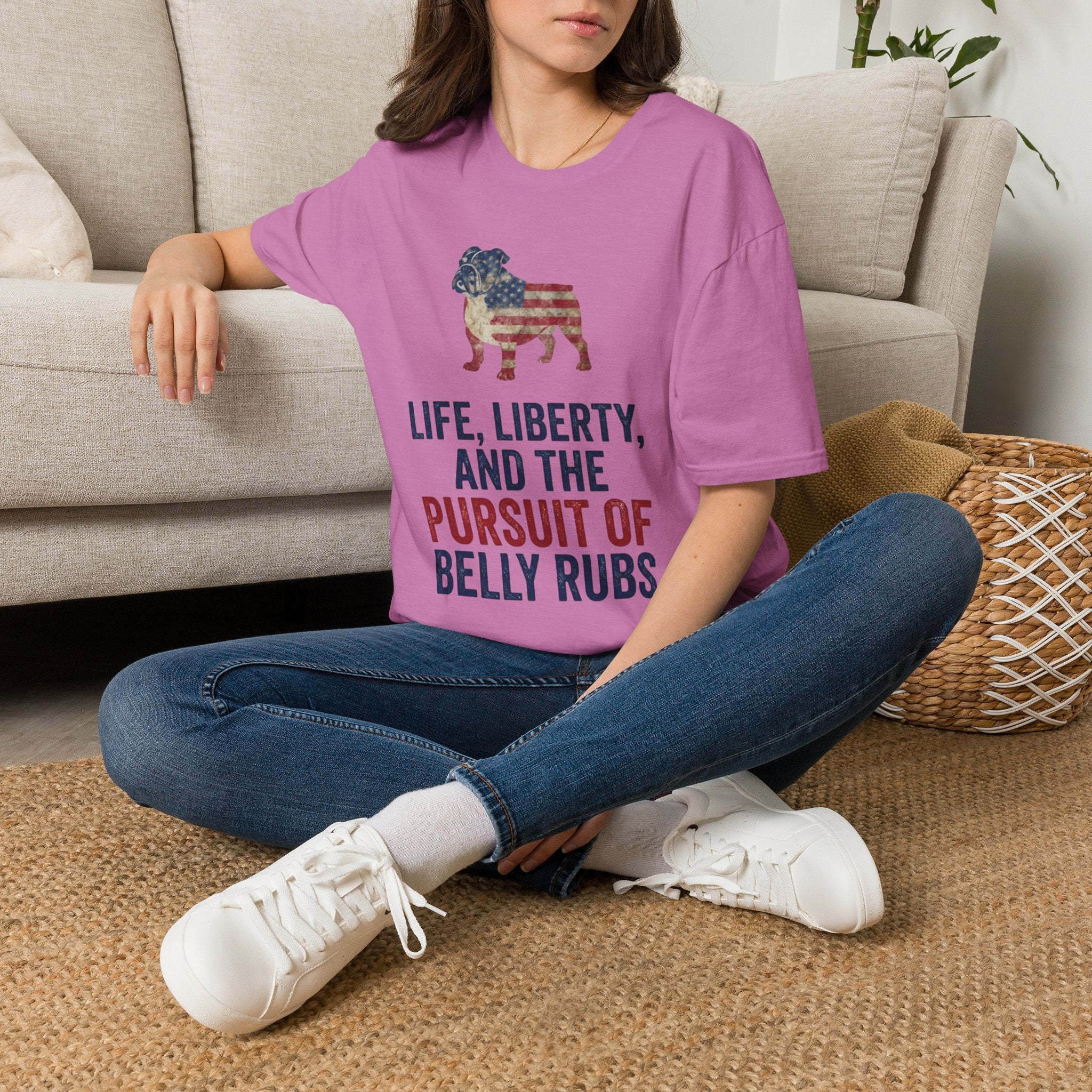 Bulldog American Flag T‑Shirt
