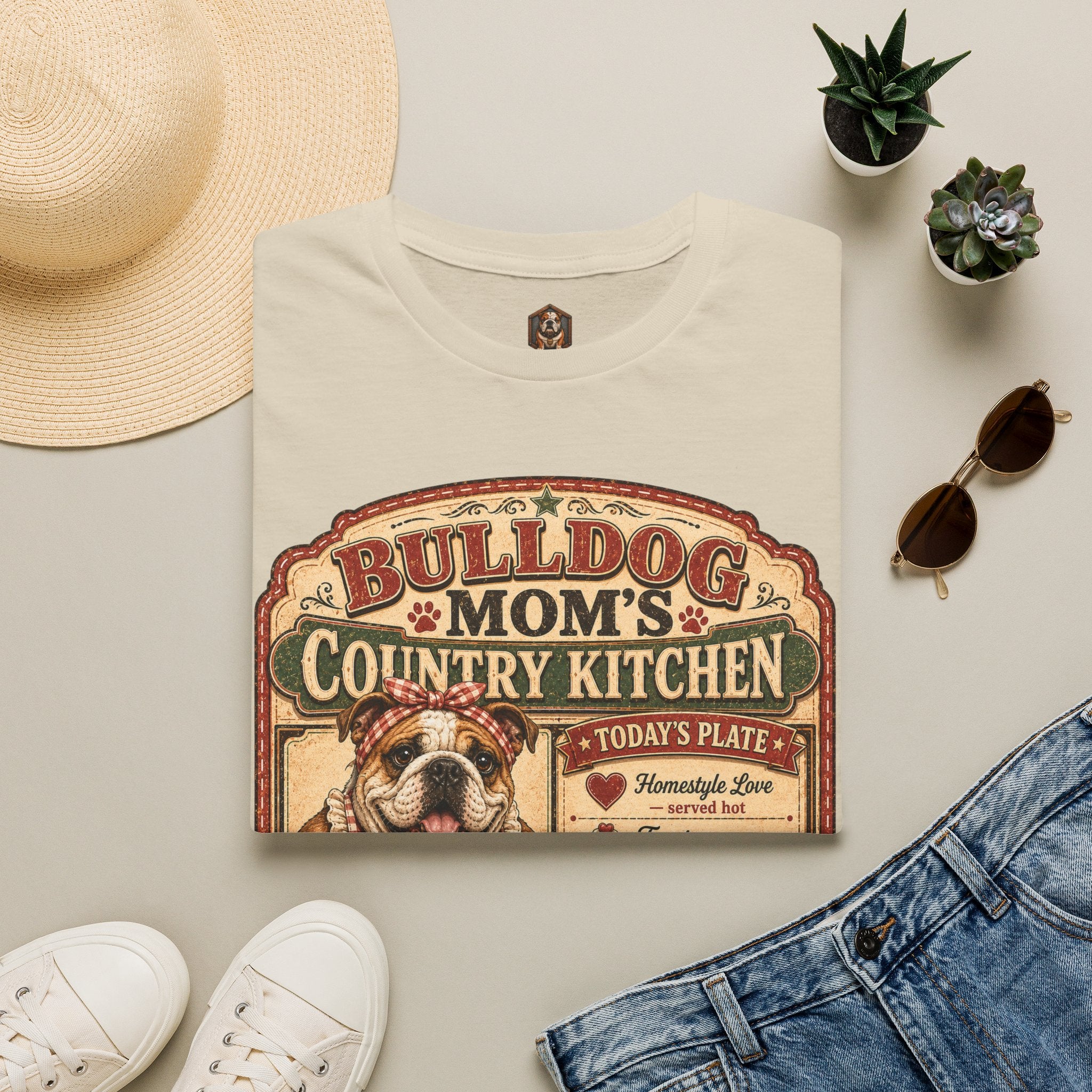 Bulldog Mom's Country Kitchen T-Shirt