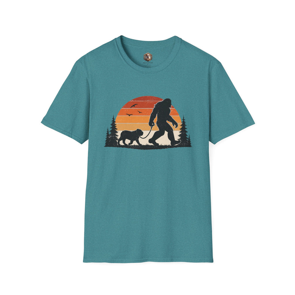 Bigfoot Walking Dog T-Shirt