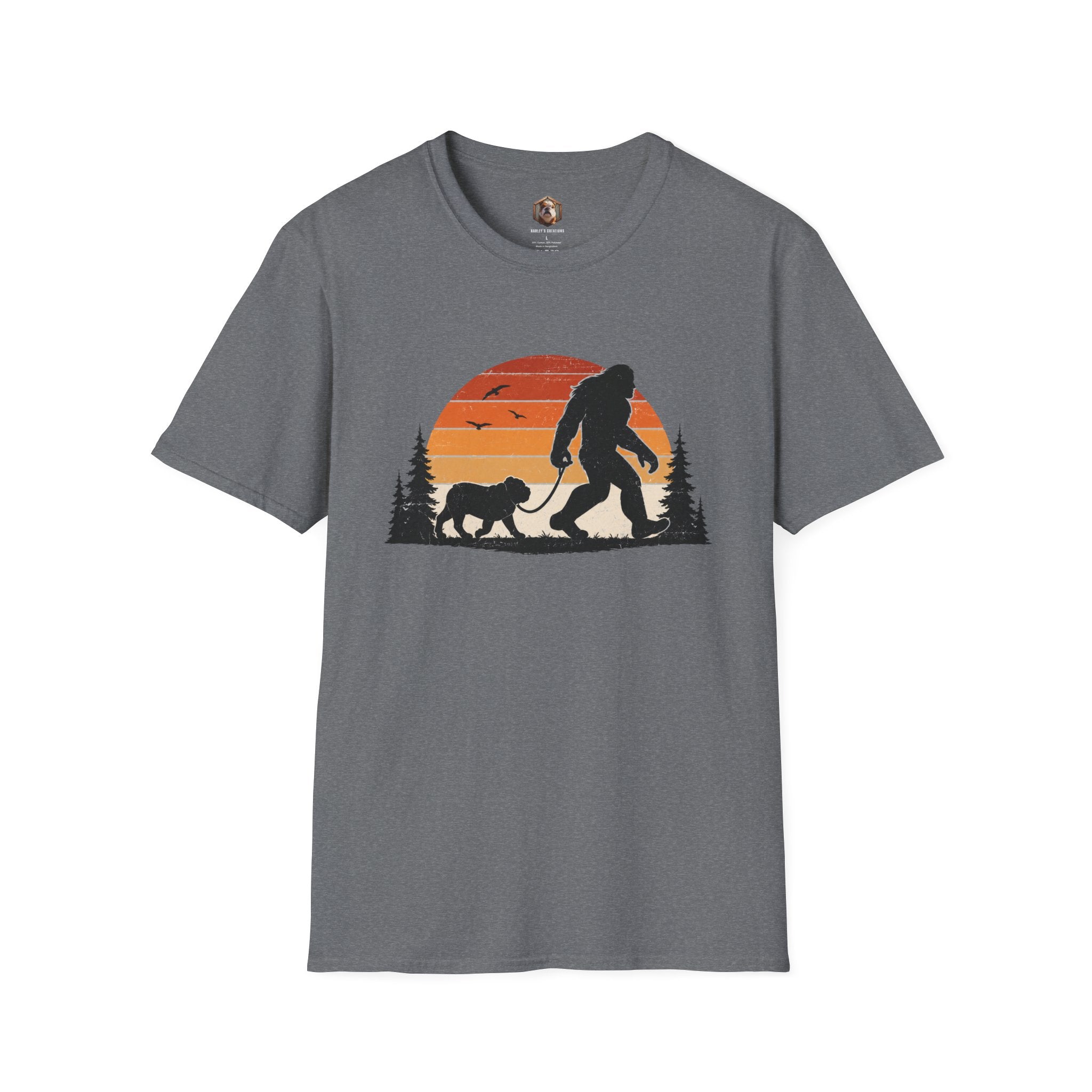 Bigfoot Walking Dog T-Shirt