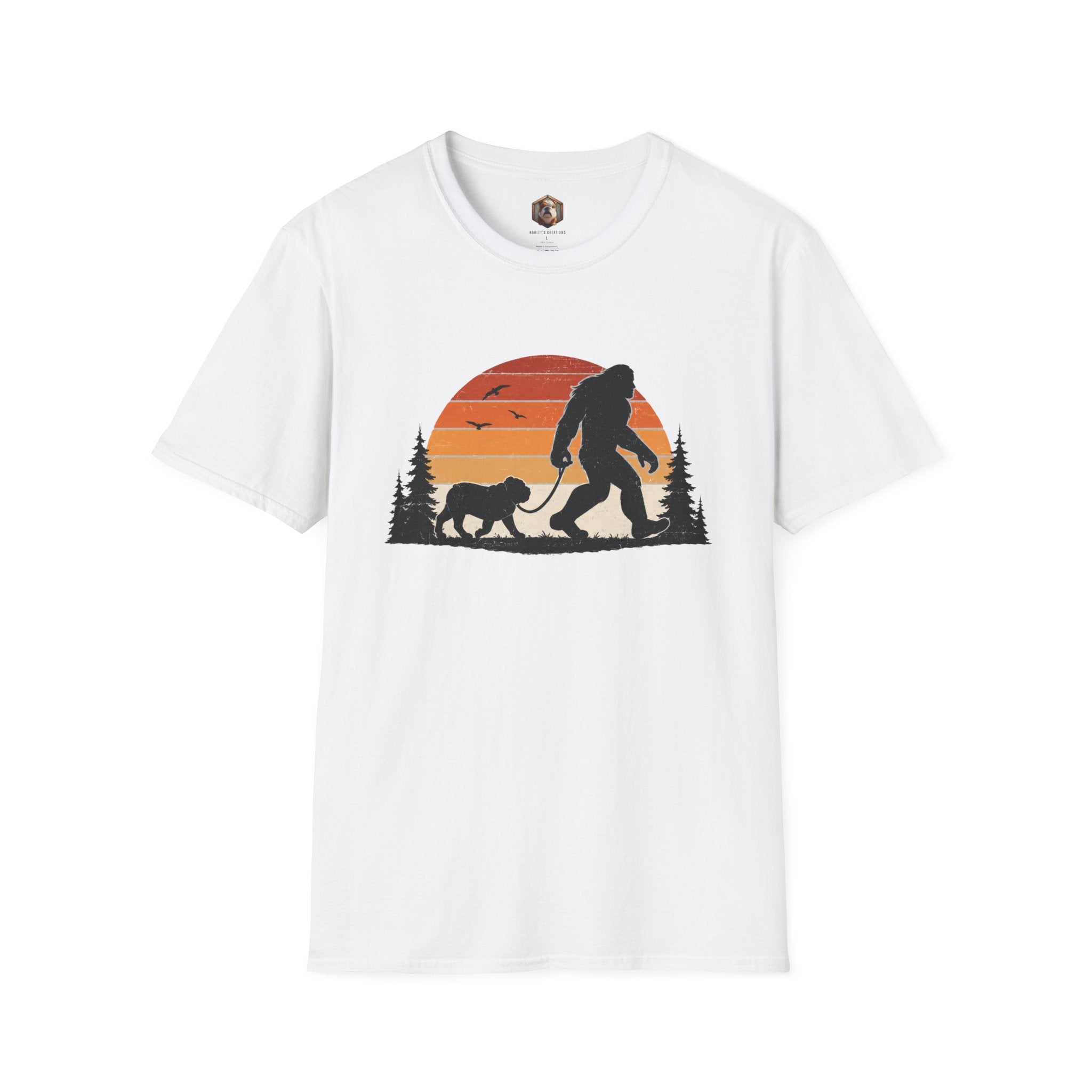 Bigfoot Walking Dog T-Shirt