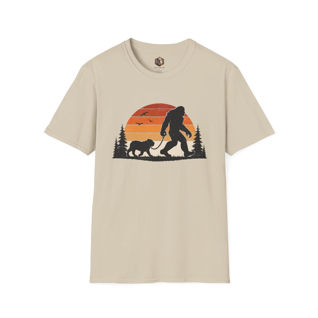 Bigfoot Walking Dog T-Shirt