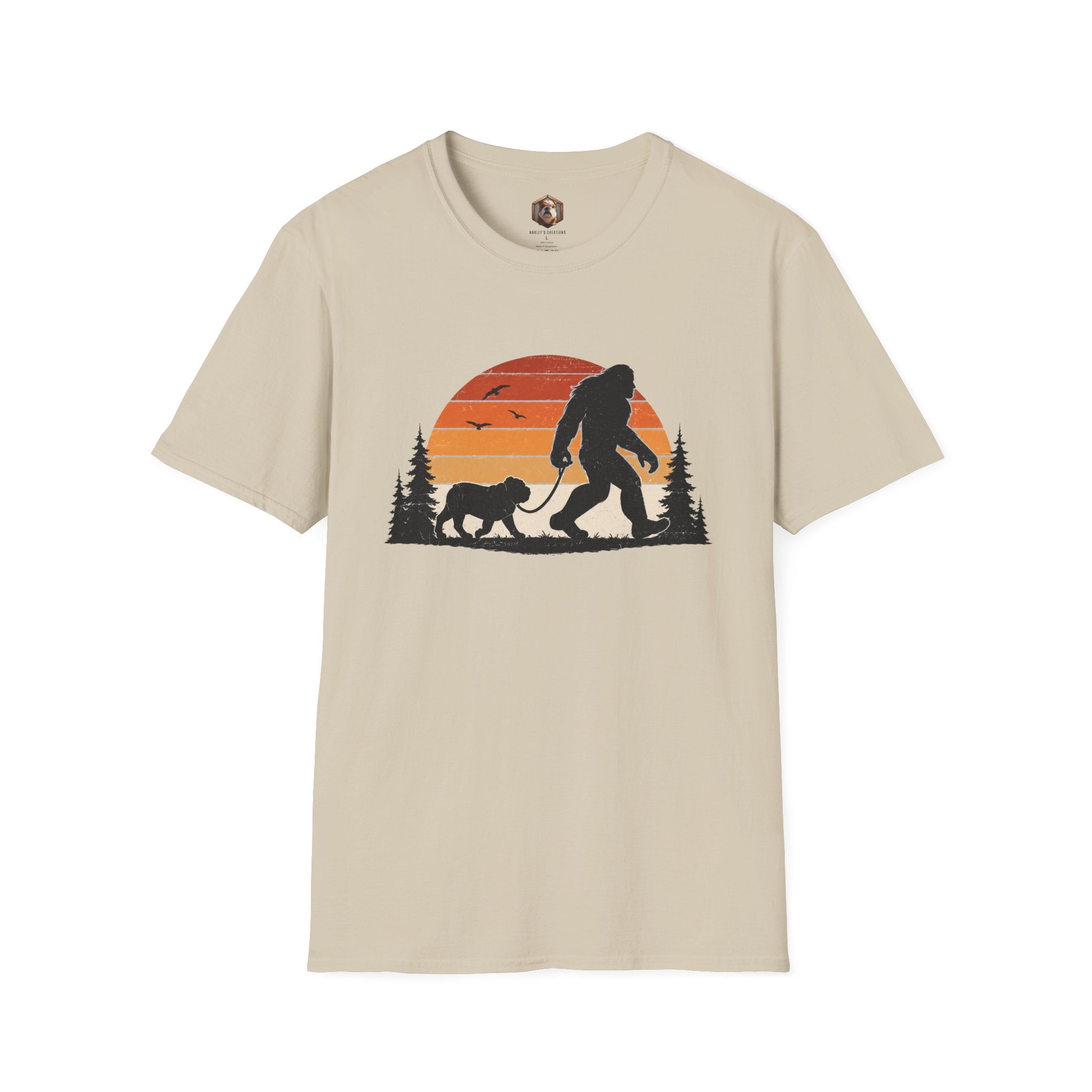 Bigfoot Walking Dog T-Shirt