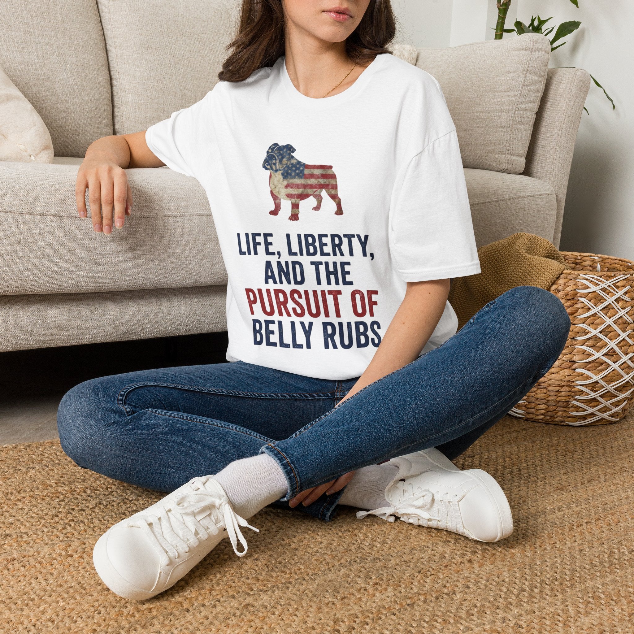 Bulldog American Flag T‑Shirt