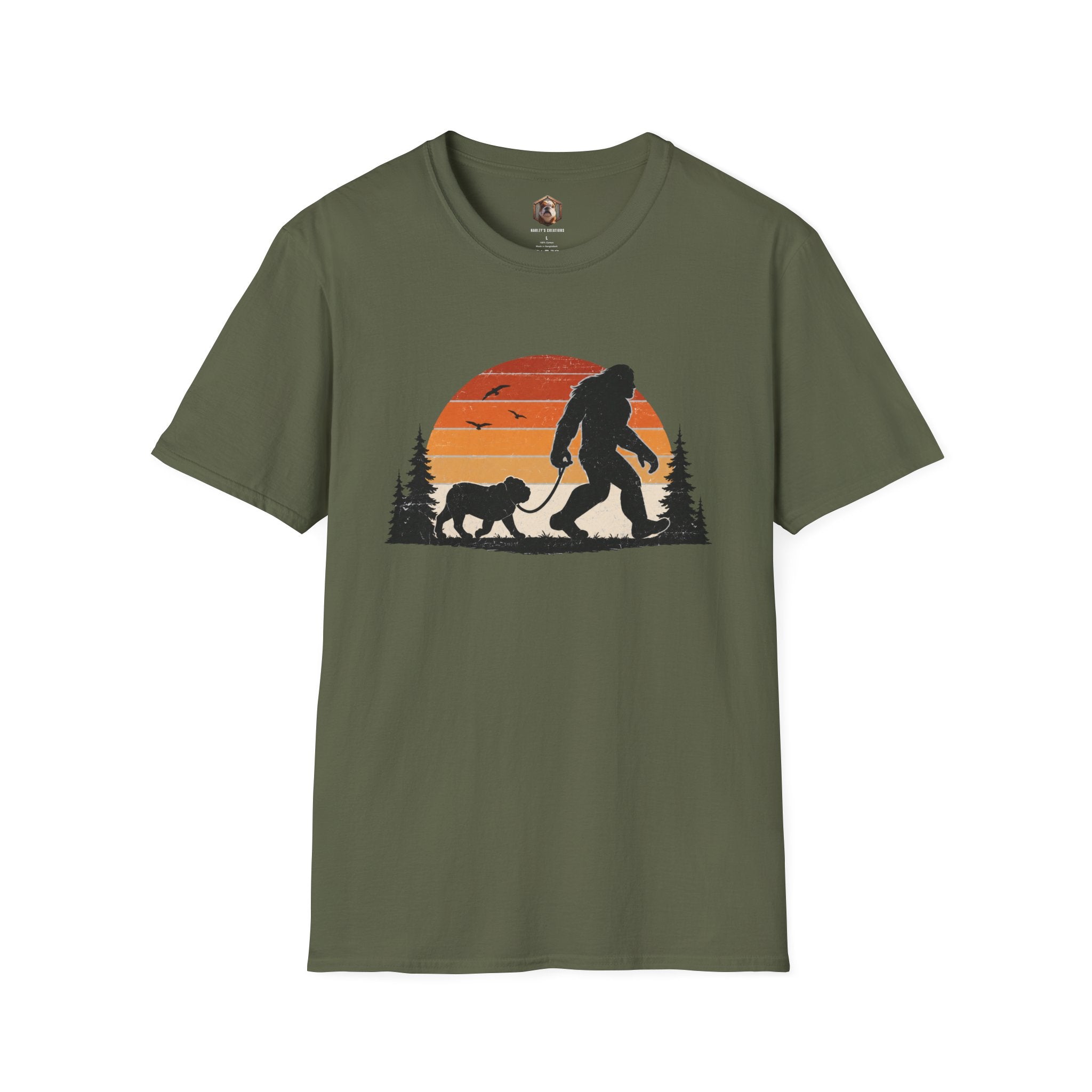Bigfoot Walking Dog T-Shirt