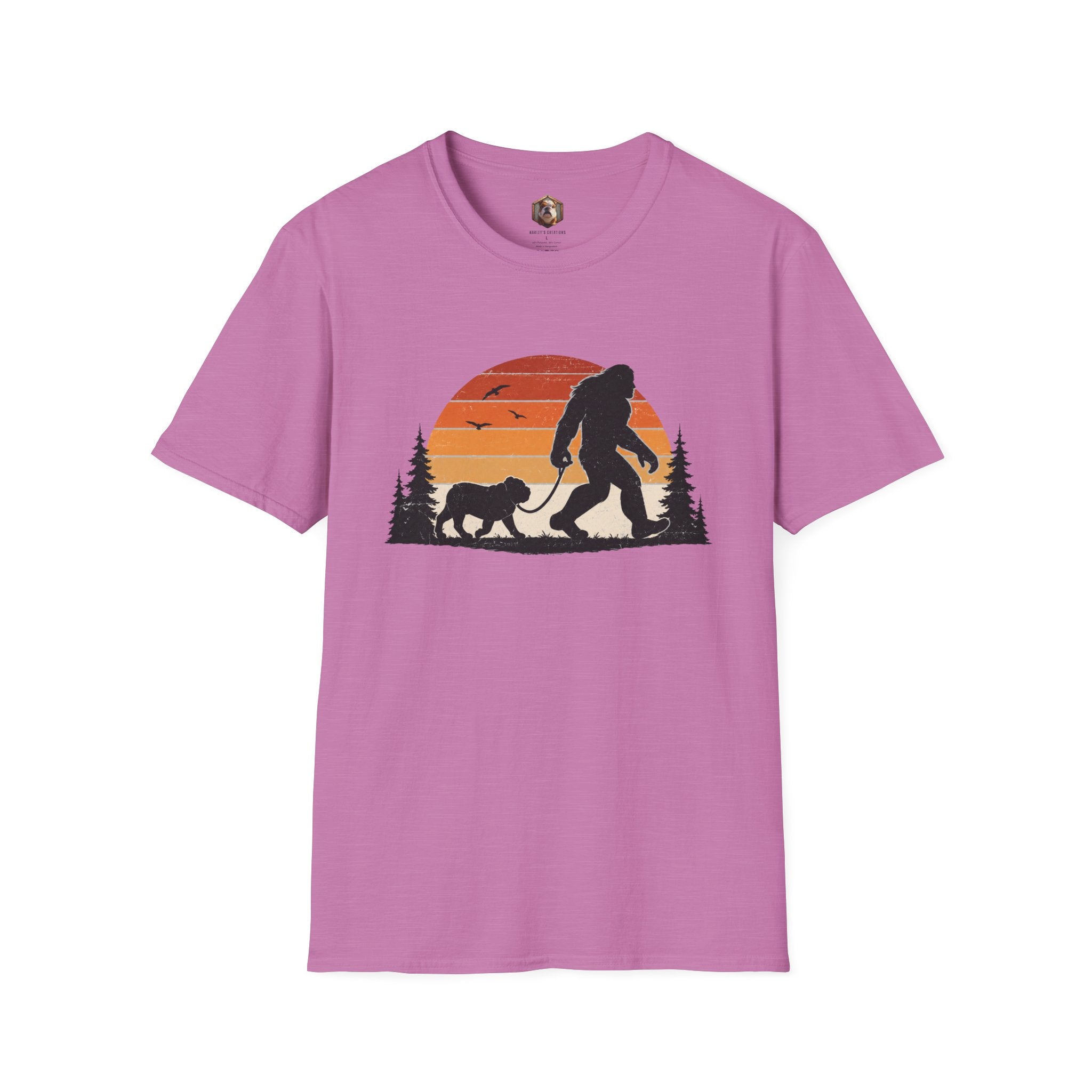Bigfoot Walking Dog T-Shirt