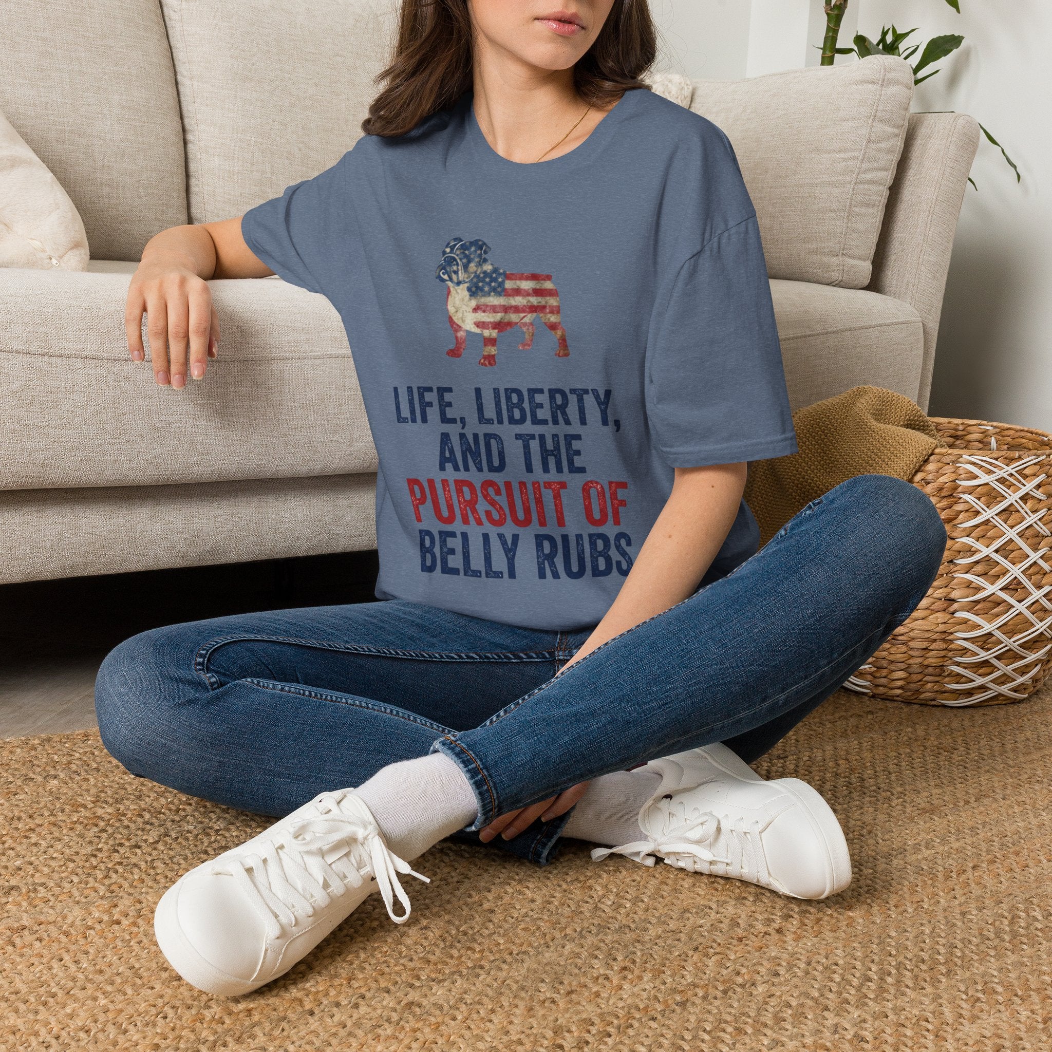 Bulldog American Flag T‑Shirt